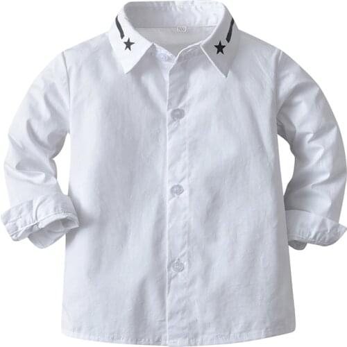 Autumn Baby Boys Shirts Childrens Lapel White Shirts Baby Toddlers Kids Gentlemans Long Sleeve Shirt Tops Boys Clothes