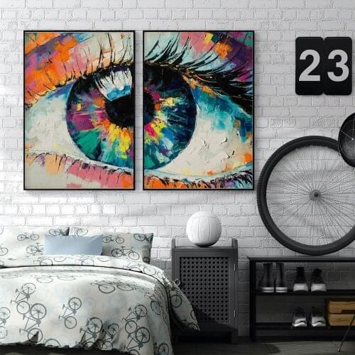 Contemporary Abstract Eye Poster Canvas Painting, Colourful Wall Art Pictures,Modern Room Decor,Moving Gift