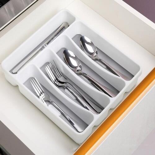 Tableware Storage Rack Spoon Fork Knife Shelf Separation Storage Box Kitchen Cabinet Drawer Organizer Tray Utensil Cutlery Tray