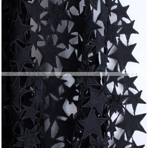 Super High-quality Black Pentagram Water soluble mesh lace Embroidered fabric Hollow out cloth for dress African skirt