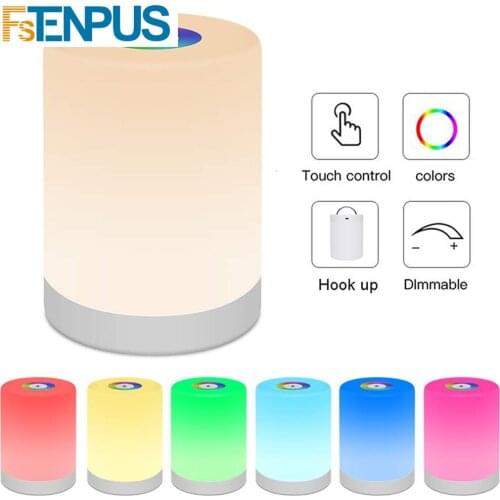 Smart Colorful LED Night Light Touch Sensor Dimmable USB Rechargeable Portable Table Lamp Indoor Bedroom Bedside Drop Shipping