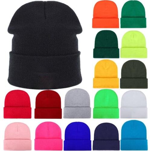 Female Autumn Winter New Pure Color High Elastic Cotton Beanie Hat Men Women European American Couple Keep Warm Knitting Cap C12