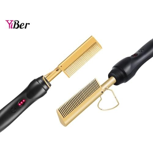 Electric Heating Hair Comb Straightener Hot Heated Hair Straight Curling Styler Hair Smoothing Iron Brushes 2 in 1 Styling Tool