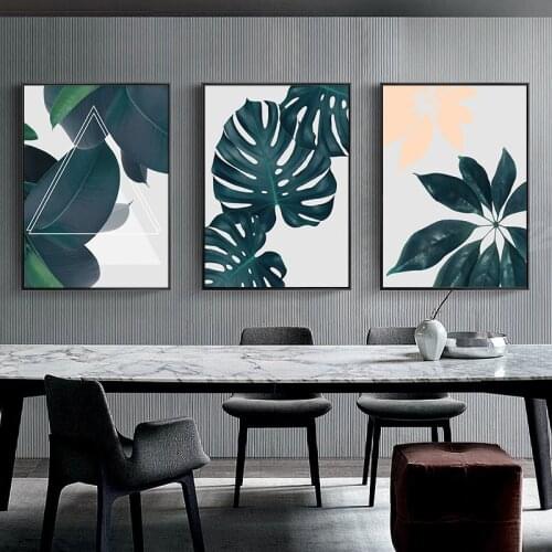 Vivid Leaves Home Decor Nordic Canvas Painting Wall Art Green Plant Prints and Posters Modern Minimalist Picture for Living Room
