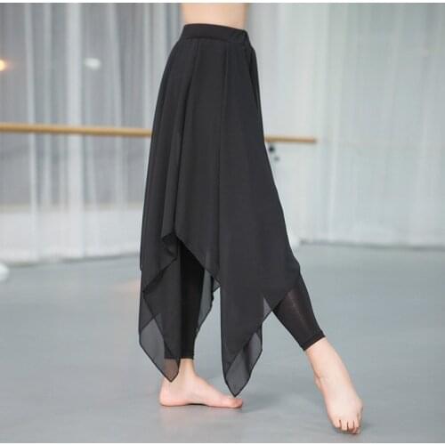 Dance Pant Adult Latin Pant Training Dress Irregular Modern Dance Trousers for Women Ballroom Costume Practice Dancing Pants