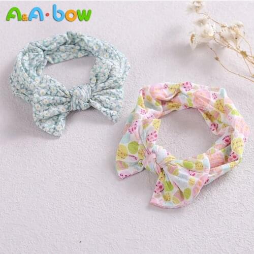 1pcs Newborn Baby Headband Floral Printed Hairbands for Girls Flower Headwear Princess Bowknot Headwrap Baby Hair Accessories