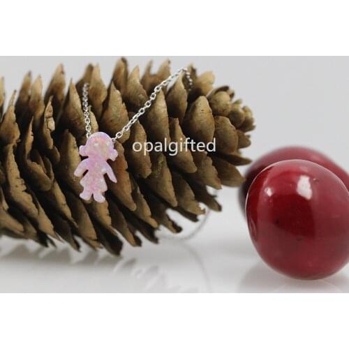 1pc/lot)Synthetic fire opal girl necklace of 8*13mm Wholesale Best Price Girl Created OP08 Pink Opal Beaded O chain Necklace