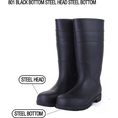 2021 black safety PVC water shoe working rain boots oil resistant mens water shoe steel toe rubber boots outsole mens shoes