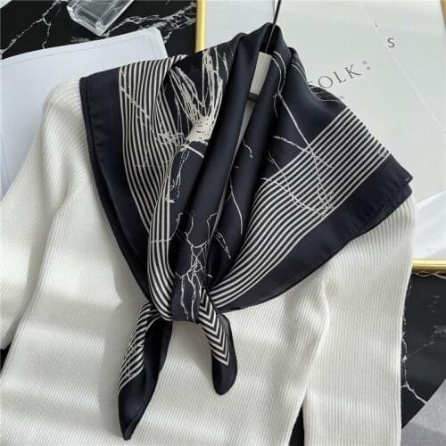 2021 Summer Silk Square Scarf Women Bandana Print Design Shawl and Wraps Lady Hair Band Female Neckerchief Fashion Hijab Foulard