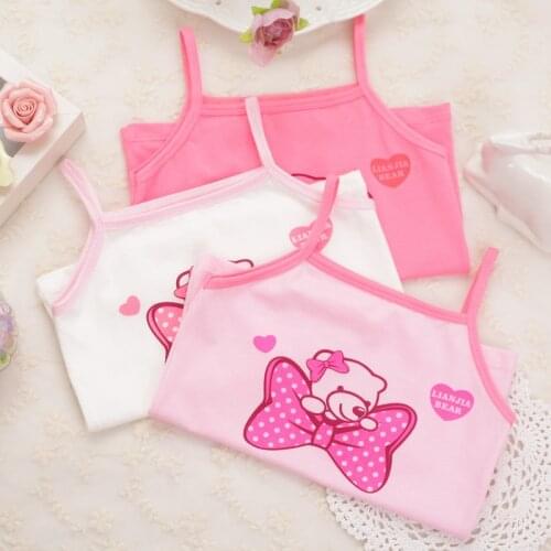 3Pc/Lot Cartoon Underwear Girls Tops Tanks Children Printing Vest Suitable for 2-8years