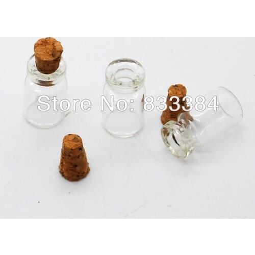 New 50pcs 0.5ml Vials Clear Glass Bottles with Corks Empty Sample Jars Small size: 10*18*5mm