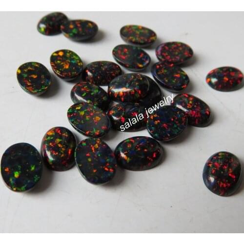 50pcs/ lot OP71 Black Oval Opal 6x8mm Oval Opal Stone ,Synthetic Oval Cabochon Opal for Body Piercing Jewelry
