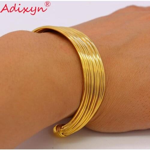 Adixyn lUXURY Bracelet Bangle for Women/Girl Gold Color Jewelry Trendy Jewelry Arab Ethiopian Wedding Bride Jewelry Gift N080824