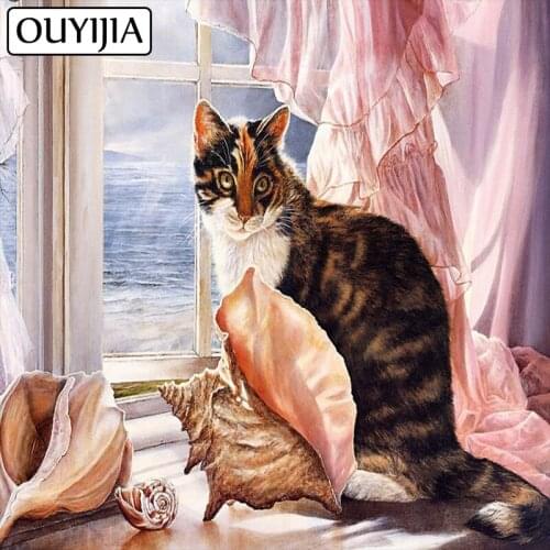 OUYIJIA Cat 5D DIY Diamond Full Square Embroidery Home Decoration Accessorie Mosaic Diamond Painting Cross Stitch Rhinestone