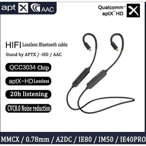 For Qualcomm QCC3034 Bluetooth Upgrate Cable Aptx HD For Shure SE215 MMCX IM50 0.78 IE80 A2DC QDC ZSN PRO ZSX ZS10 HiFi Earphone