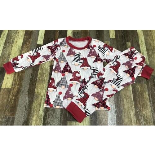 Boutique Christmas childrens clothing Santa Beard cute Snowflake red pajama set 11
