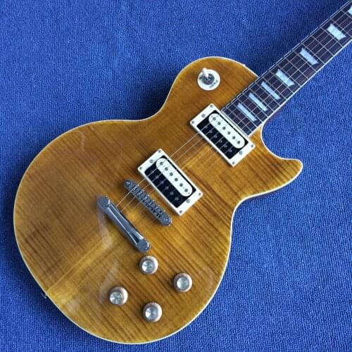 One piece body & neck, burst maple top ,Zebra pickups,tone-pro bridge,Solid mahogany body electric guitar, Free shipping