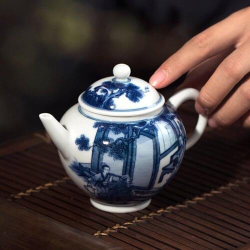 Teapot hand-painted porcelain kiln ceramics 24 filial piety yongquan jump carp character of small single pot of kung fu
