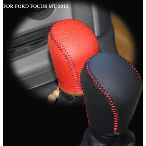 Genuine Leather Gear Knob Cover For Ford Focus MT 2012 Car Covers on The Gear Shift Knob Gear Stick Case PPC Gear Shift Collar