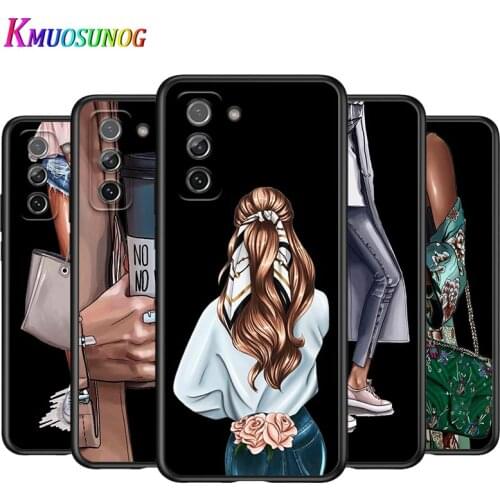 High Heels Flower Girl for Samsung Galaxy S21 Note 20 S20 FE Lite Ultra 10 9 8 Pro S10E S10 5G S9 S8 S7 S6 Plus Phone Case