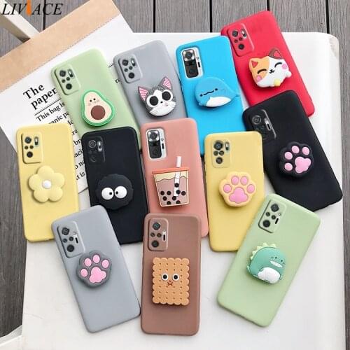 3D silicone cartoon phone holder case for Xiaomi Redmi Note 10 Redmi Note 10 Pro Note 10S K30 Pro K40 Pro Plus Poco F3 cover