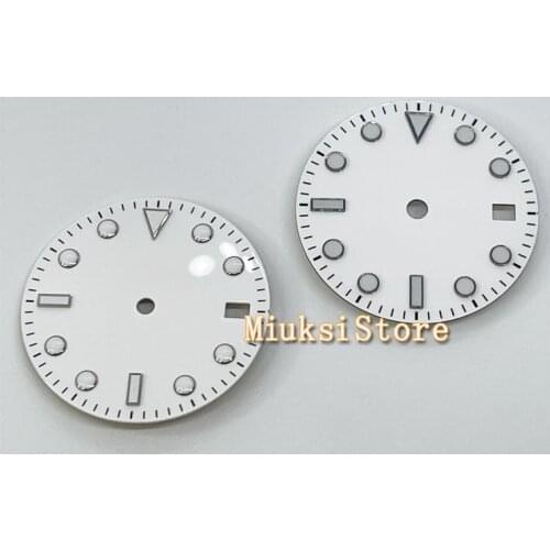 28.5mm sterile White dial with luminous fit NH35 Miyota8205 8215 821A ETA2824 2836 Mingzhu DG2813 3804 Seagull ST1612 movement