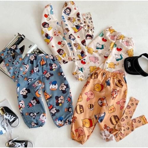 Cartoon Disney Childrens Mosquito-proof Pants Summer New Thin Cotton Kids Boys Girls Pants Bloomers Childrens Pants