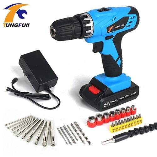 Tungfull Electric Screwdriver Electric Drill lithium Cordless Drill Cordless Screwdriver Mini Drill Rotary Tool Power Tools 21V
