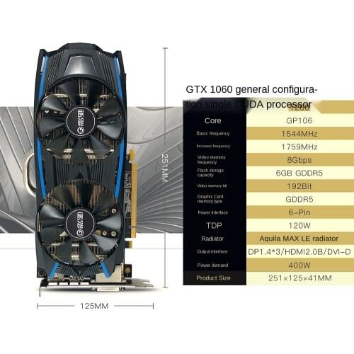 Gtx10606g top player gamer 10603g black general tiger competitive 5g1066 eat chicken graphics card