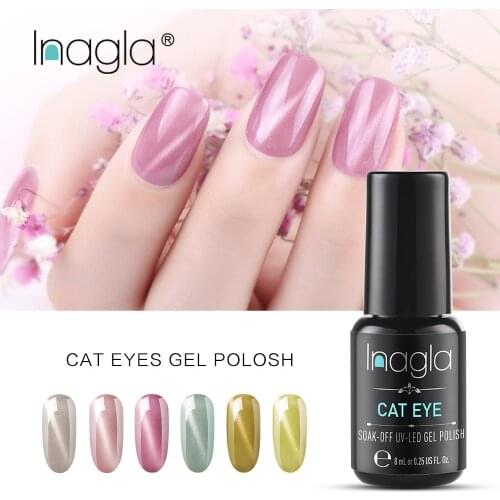 Inagla 8ML Jade Cat Eye Nail Polish Primer For Top Coat Gel Nail Polish Soak Off Vernis Semi Permanent Nail Gel Varnish Lacquer