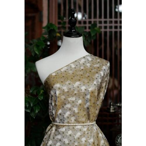 Cheongsam Chinese clothing 100% mulberry silk fabric color woven brocade rabbit