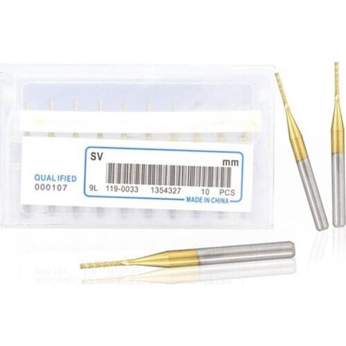 10pcs 0.8mm titanium coated pcb carbide end mill for pcb engraving machine