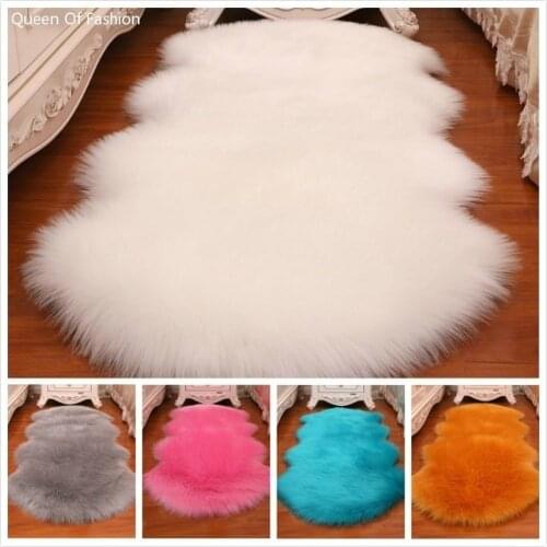 Faux Sheepskin Wool Rug Carpet for Bedroom Living Room Balcony Cloakroom Bathroom Beds Bedside Floor Area Sofa Chair Mats
