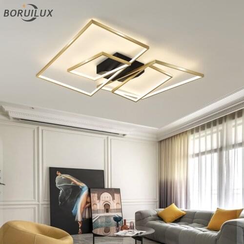 Square Simple Gold White New Modern LED Chandeliers Lights Living Study Room Bedroom Corridor Aisle Loft Lamps Indoor Lighting