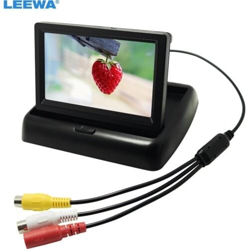 LEEWA 4.3" 4.3inch foldable TFT LCD Digital Car Rearview Monitor For Reversing Backup Camera DVD VCR #CA3799