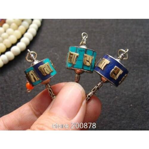 TBP680 Tibetan Small Prayer Box Charm Pendants Mani wheel amulet pendants Mix Order