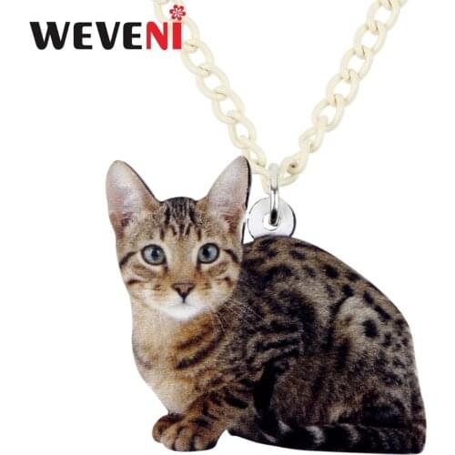 WEVENI Acrylic Cute Elegant Sitting Spotted Cat Necklace Pendant Chain Choker Bijoux Jewelry For Women Girls Collier Wholesale