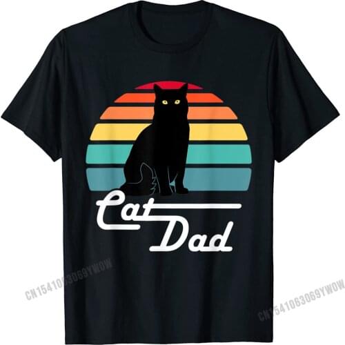 Mens Cat Dad - Vintage Style Cat Lover T-Shirt Camisas Men Normal Tops Shirts For Men Cotton Top T-Shirts Personalized Slim Fit