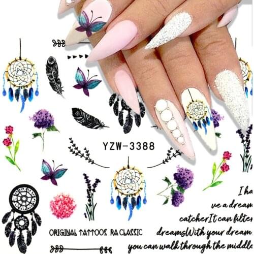 Nail Art Sticker Set Mixed Feather Nail Polish Butterfly Art Slider Sticker Watermark Nail Art Decoration Sticker For Nails
