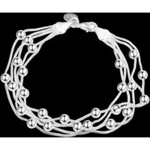 Wholesale Top Quality Fashion Jewelry 925 Sterling Silver Bead Ball Chain Women Bracelet Lobster Jewelry Wedding Party Gift