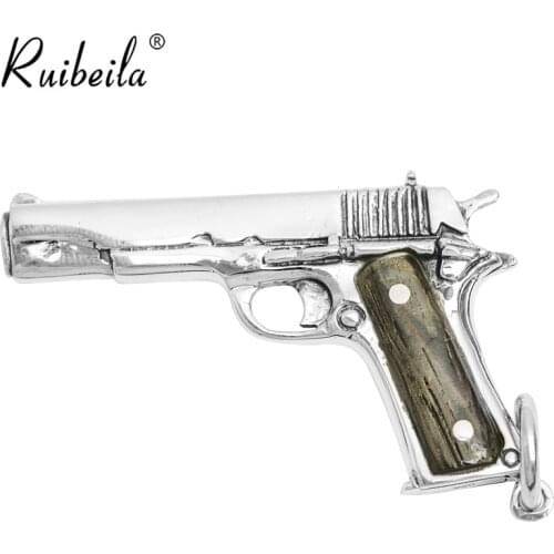 Ruibeila925 Silver fashion punk gun pendant necklace men long necklace hip hop jewelry accessory gift male necklace