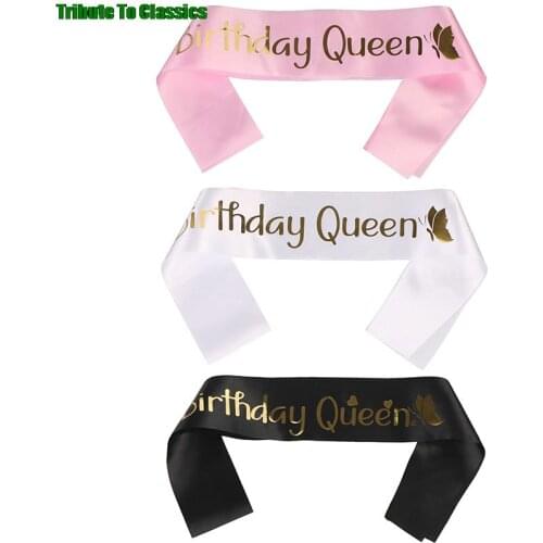 Birthday Queen Satin Ribbon Sash 20th 21st 30th 40th 50th Birthday Sash Happy Birthday Party Decorations Supplies For Women Girl