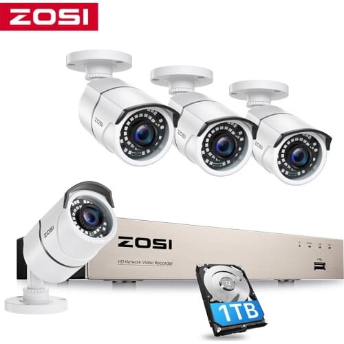 ZOSI 8CH H.265 NVR 1080P IP Network POE Record IR Outdoor CCTV Security Camera System Home Video Surveillance IP Street kit Set