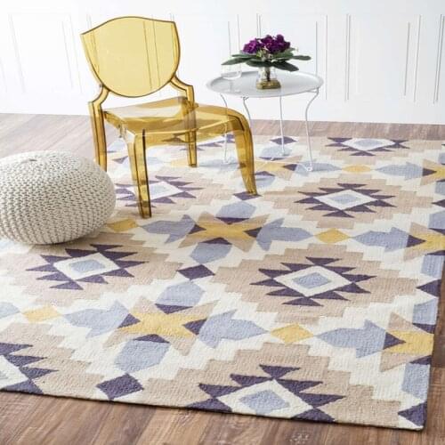 Nordic Modern Acrylic Carpets Living Room Thick Geometric Home Carpet Bedroom Study Decoration Rug Customize Area Handmade