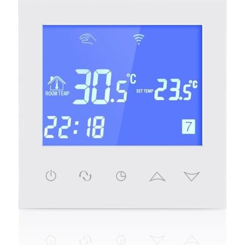 20-240V LCD Touch Screen Thermostat, Intelligent Programmable Electric Floor Heating Thermostat For Heating The Floor WhiteColor
