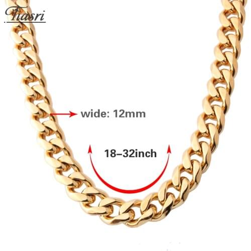 Tiasri 12mm Fashionable Mens Necklaces Bracelets Cuba Link Chain High Quality Stainless Steel Choker Hip Hop Jewelry Wholesale