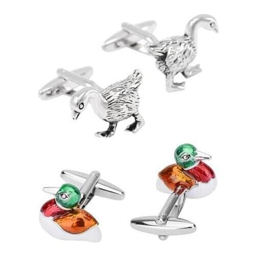 10pairs/lot Copper Enamel Lovebirds Duck Cufflinks Animal Wild Big Goose Cuff Link Mens Jewelry Wholesale