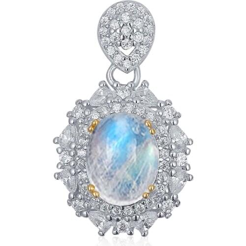 1.50ct Oval Moonstone Pendant In 925 Sterling Silver Jewelry moonstone sterling silver necklace moonstone jewelry 925 sterling s