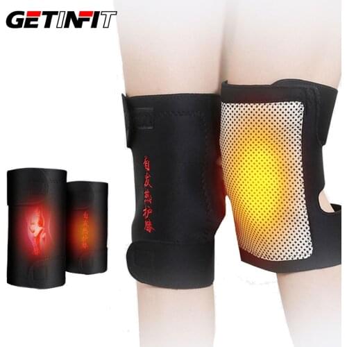 1 Pair Knee Brace Support Pads Adjustable Tourmaline Self heating Magnetic Therapy Knee Protective Belt Arthritis Knee Massager