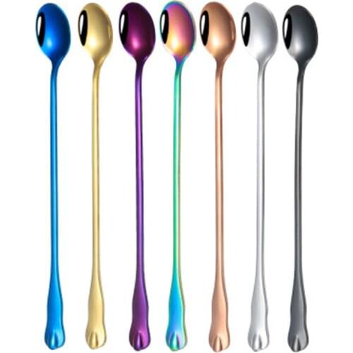 1pcs 20cm Long handle stainless steel small smoothie ice spoon coffee mixing spoon creative milk tea bar spoon dropshipping